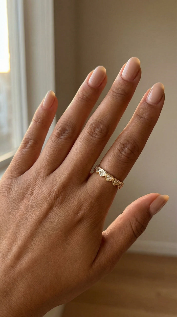 Anillo de corazones de oro 14k con circonias Mod.500423