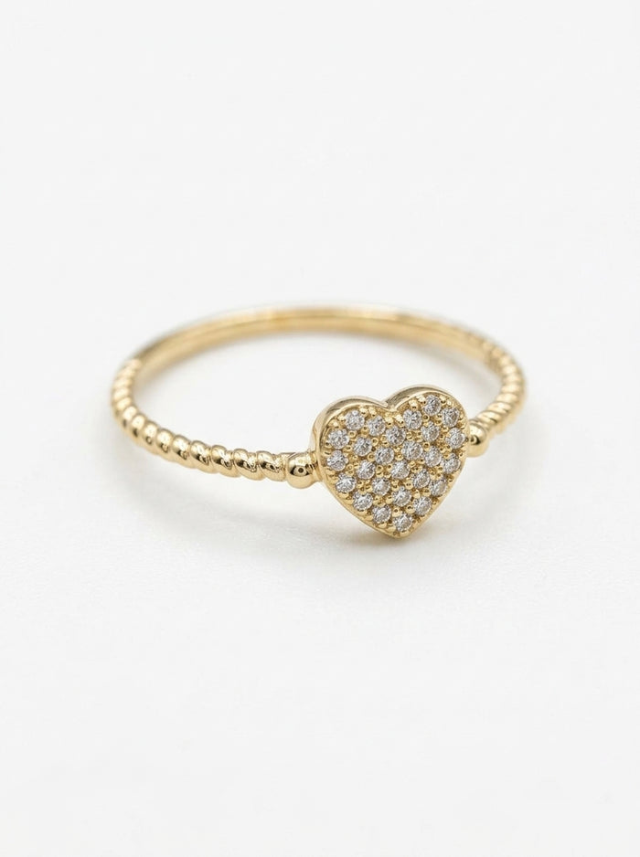 Anillo de oro 10k diseño de corazón con bolitas mod 5949