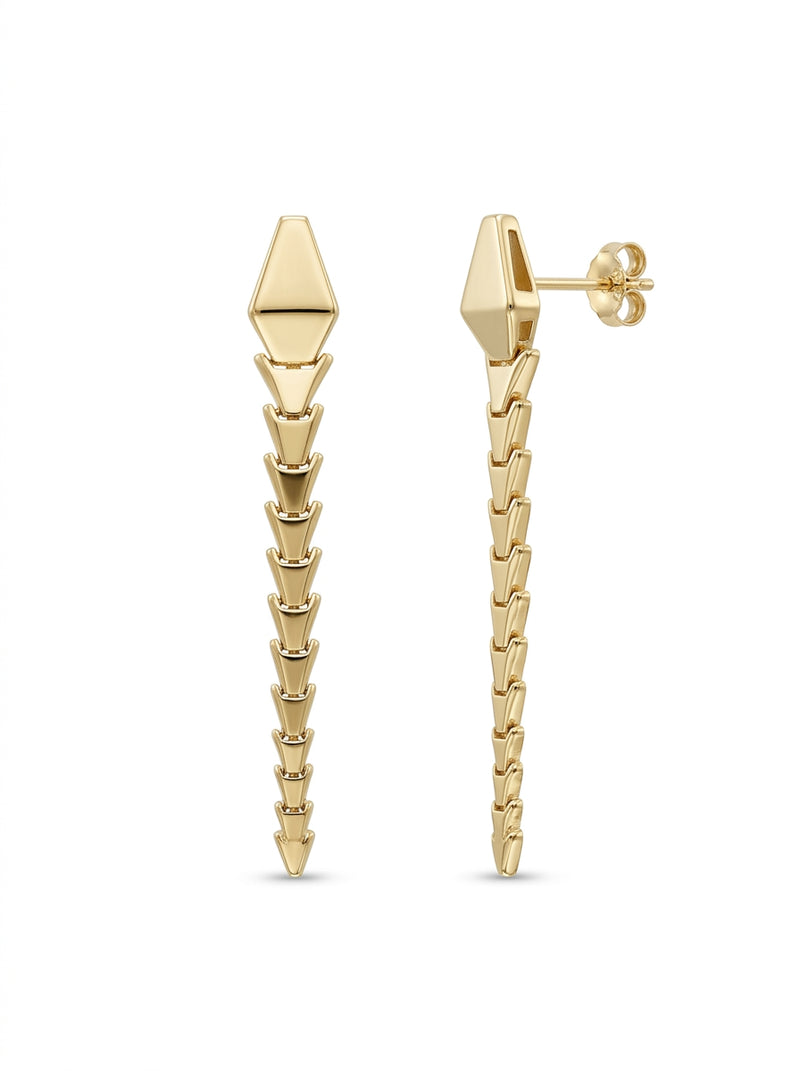 Aretes de oro 10k tipo diseñador diseño de serpiente lisas Mod 5526