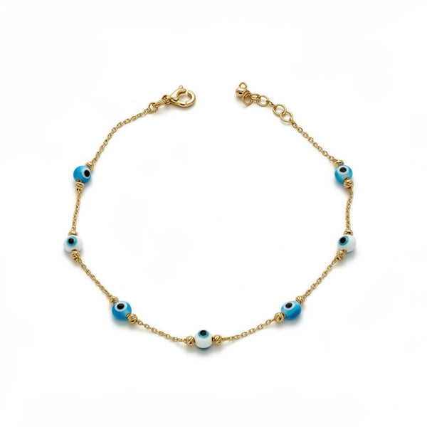 Pulsera de ojos turcos de oro 14k Mod. 1418021