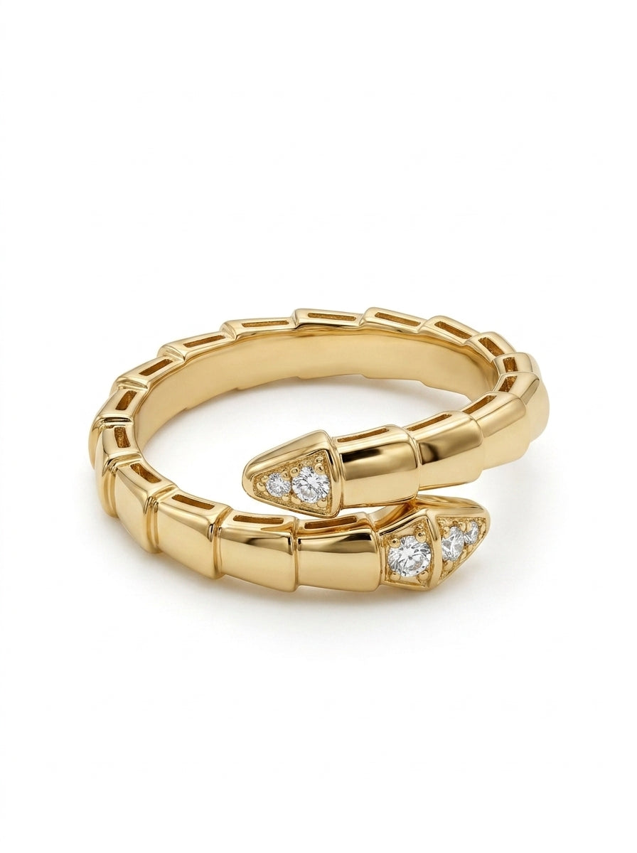 Anillo de oro 10k tipo diseñador diseño de serpiente con circonias Mod 5524