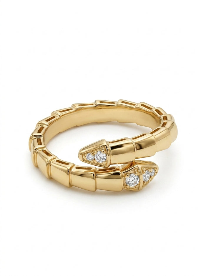 Anillo de oro 10k tipo diseñador diseño de serpiente con circonias Mod 5724