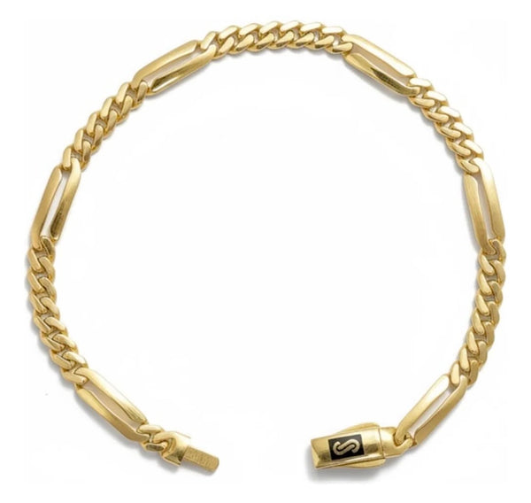 Pulsera de oro 14k diseño baby Mónaco Chain fígaro 5882- 4mm