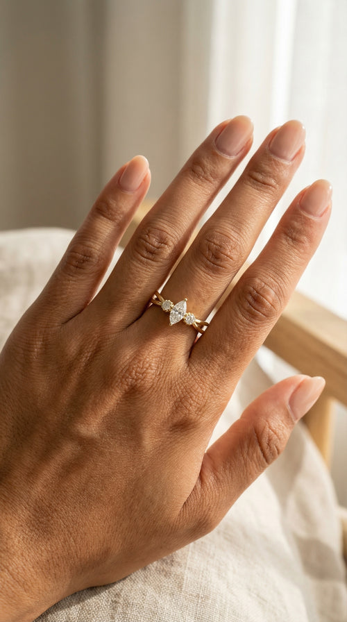Anillo doble de oro 14k con circonias