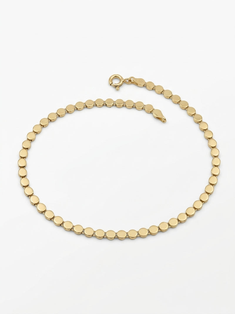 Pulsera de oro 10k diseño de lunetas 5919 - 18 cm