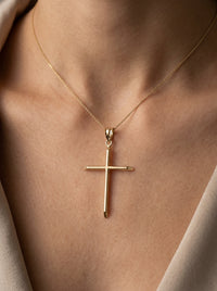 Cruz delgada de oro 14k mod 5517 - 4 cm