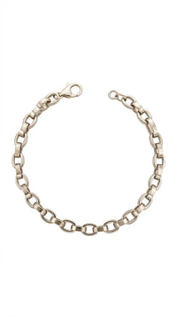 Pulsera de Eslabones Ovalados en Oro Blanco 14K LM5066 - 18 cm