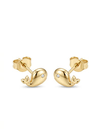Aretes de oro 14K diseño de ballena con circonias  Mod LM5426