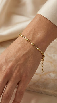 Pulsera de oro 14k diseño de tejido doble Mod. LM5087 - 18 cm