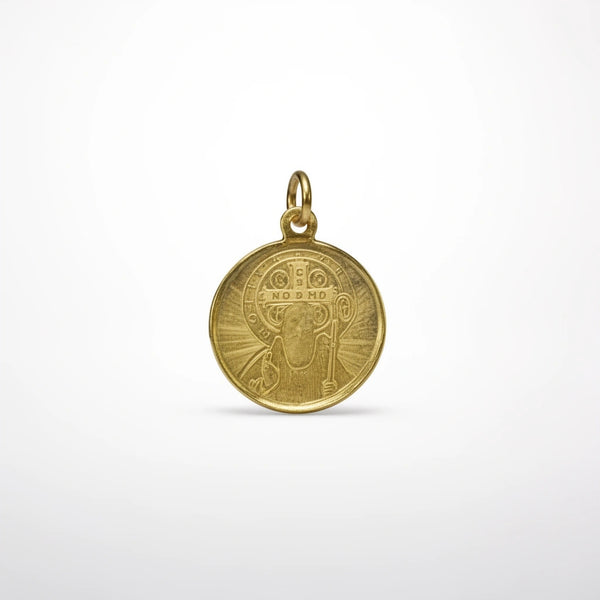 Medalla a laser de San Benito en oro 14k - 1.5 cm