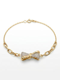 Pulsera de oro 14k diseño de moño con eslabones 5931 - 18 cm