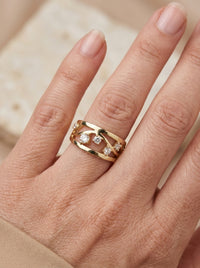 Anillo de oro 14k diseño constelaciones con circonias Mod 5789