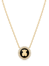 Gargantilla de oro 14k tipo diseñador oso con circonias Mod 5774 - 45 cm