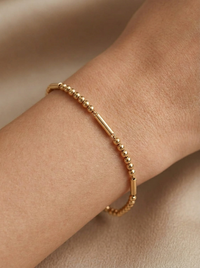 Pulsera de oro amarillo 14k diseño de bolitas con barras hueca Mod 5496 - 18 cm