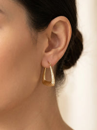 Arracada de Oro 14k Diseño Chunky Inflado Estilo Brillante biselado Mod 5200 - 1.3 cm
