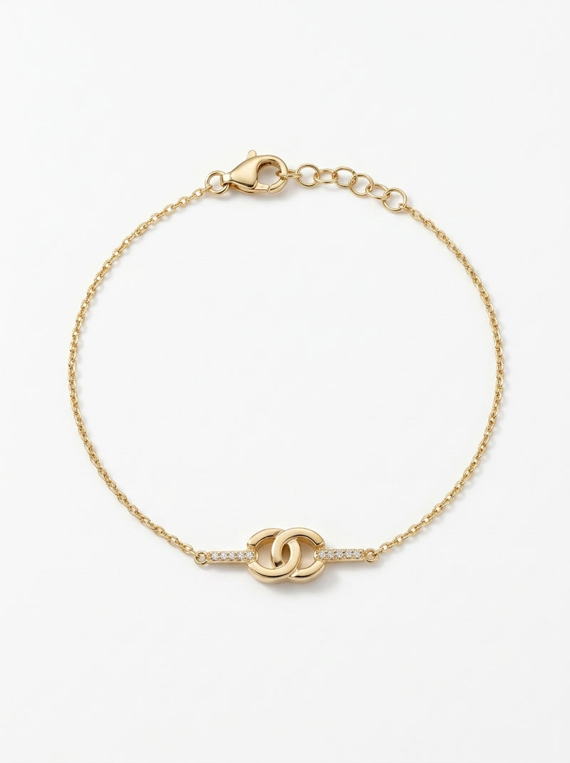 Pulsera de oro 14k tipo diseñador  Mod 6117 - 18 cm