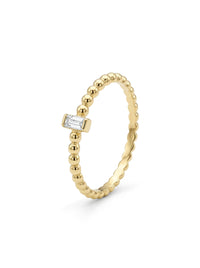 Anillo de oro 14k diseño tipo bolitas /bead band y piedra rectangular Mod LM5316