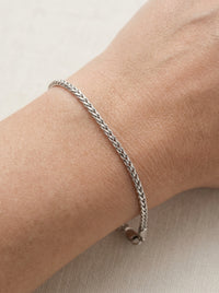 Pulsera de oro blanco 14k tejido espiga Mod 5454 - 18 cm