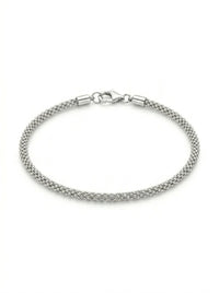 Pulsera de oro blanco 14k tejido popcorn mod 5507 18 cm x 2 mm