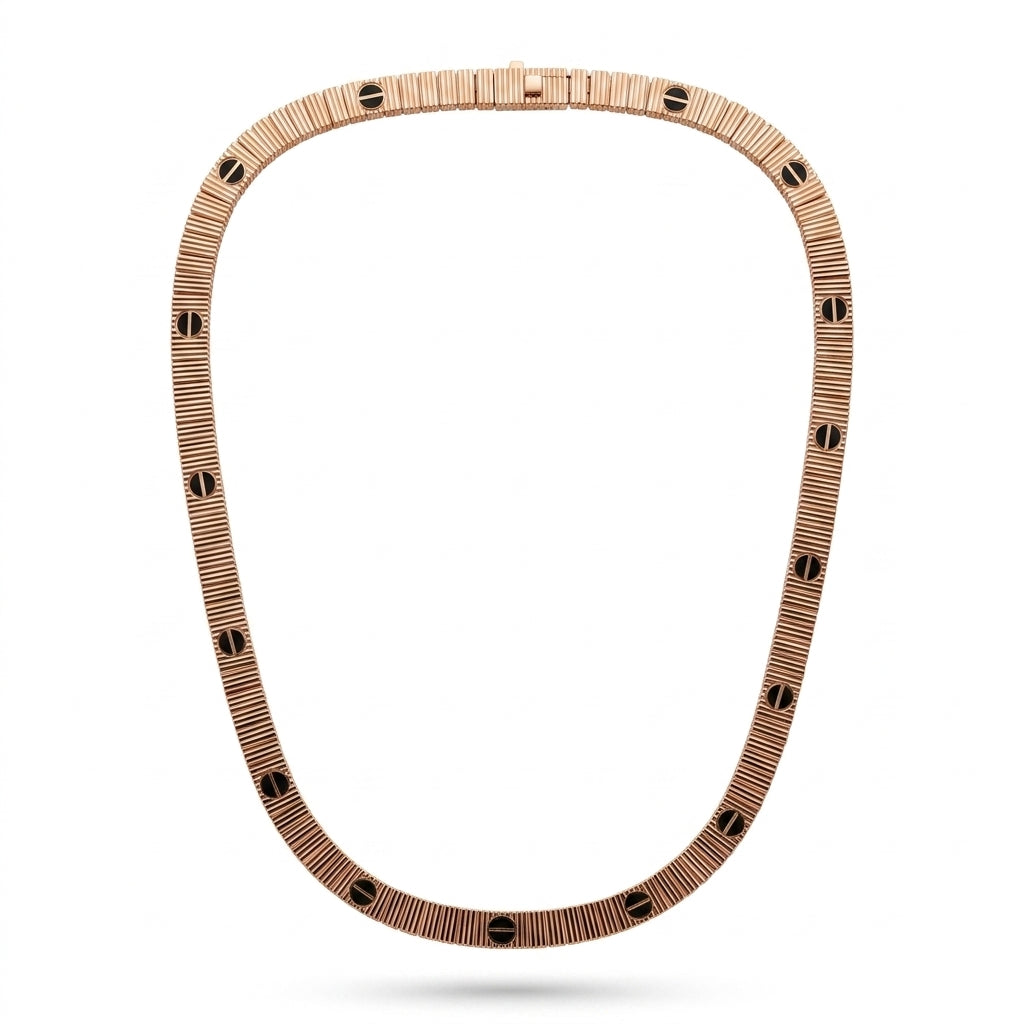 Gargantilla de oro rosa 14k tipo diseñador Mod 5651 - 45 cm
