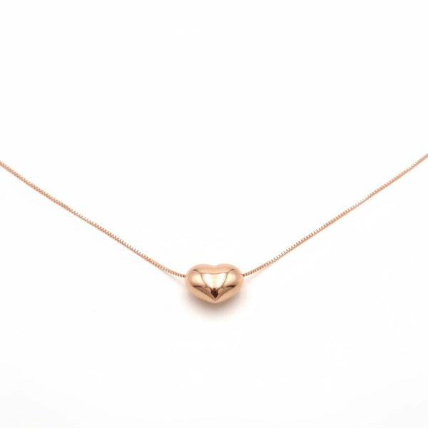 Gargantilla de corazón inflado en oro rosa 14k