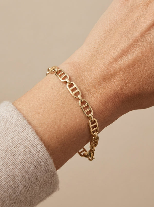 Pulsera de oro 14k tipo diseñador mod 5574 - 18 cm
