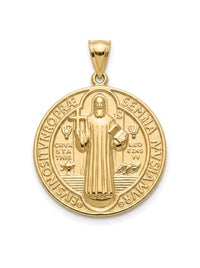 Medalla de oro 14k diseño de San Benito hueca Mod LM535 - 2.5 cm