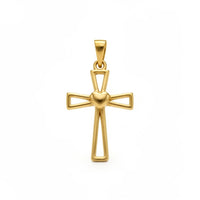 Cruz calada con corazón oro 14k