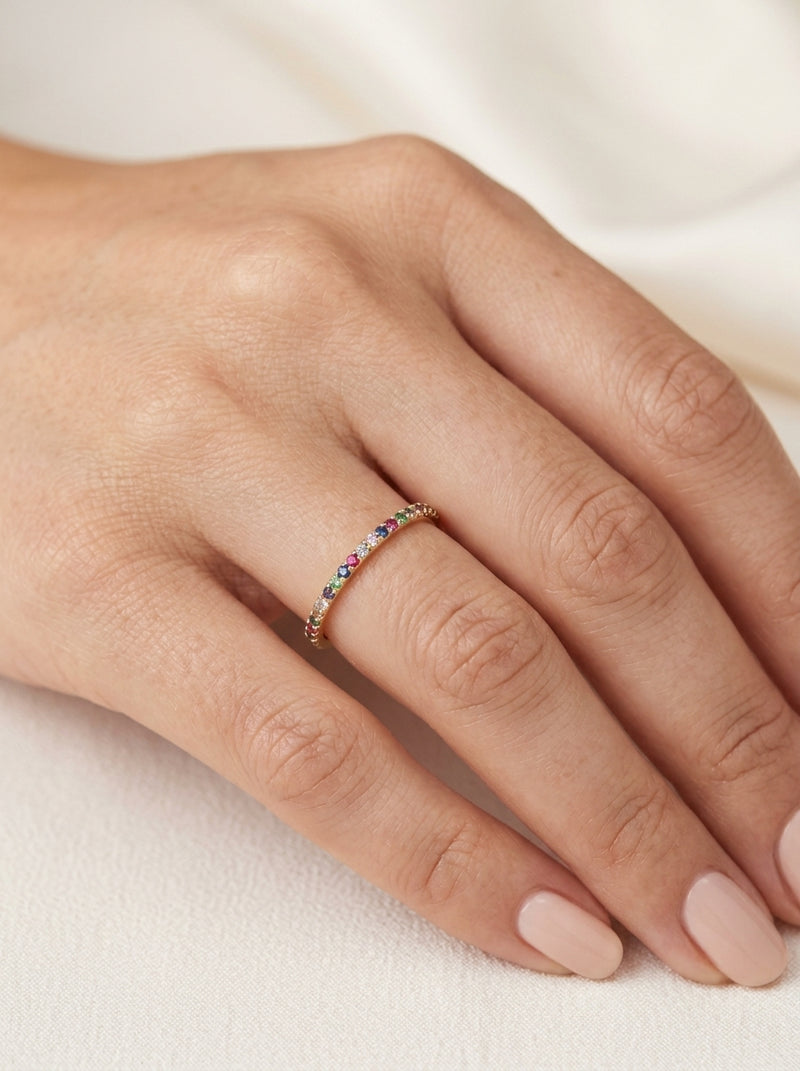 Media churumbela de oro 14k diseño alegría infinita con circonias mod 5814