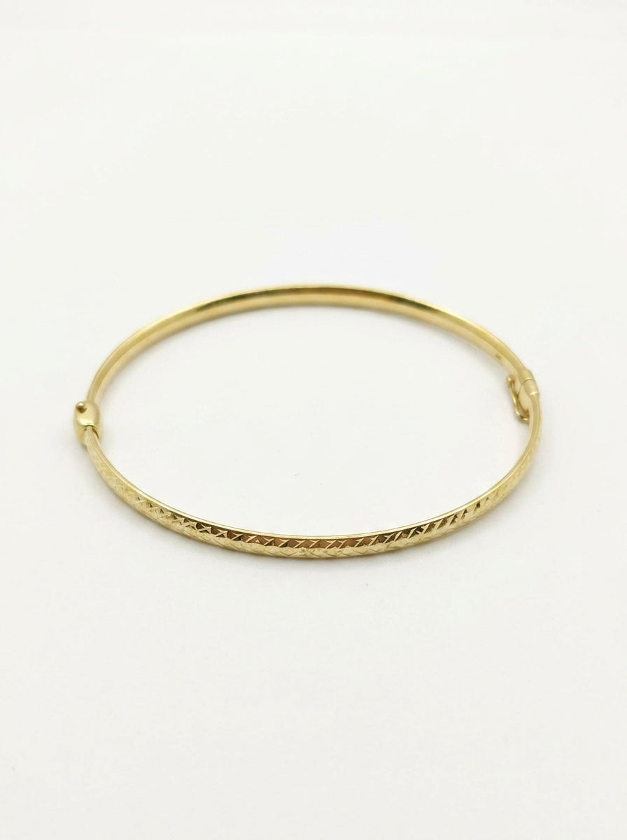 Aro hueco de oro 10k diseño diamantado Mod LM5375 - 18 cm