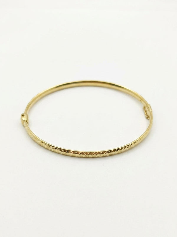 Aro hueco de oro 10k diseño diamantado Mod LM5375 - 18 cm