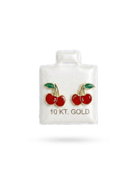 Broquel de oro 10k diseño cerezas Mod LM5190 (de bolitas)