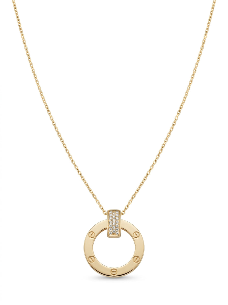 Gargantilla de oro 14k tipo diseñador plana con barra de circonias Mod 5773 - 45 cm