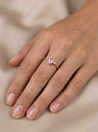 Anillo de oro 14k diseño de corazón rosa de circonia Mod LM5399