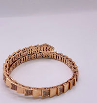 Brazalete de oro rosa 14k sólido diseño de serpiente tipo diseñador Mod 5545 - 18 cm
