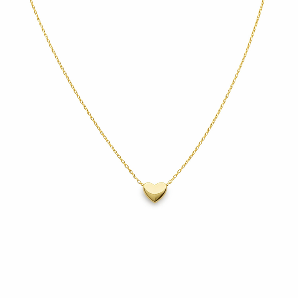 Gargantilla de corazón pequeño liso de oro 14k hueco