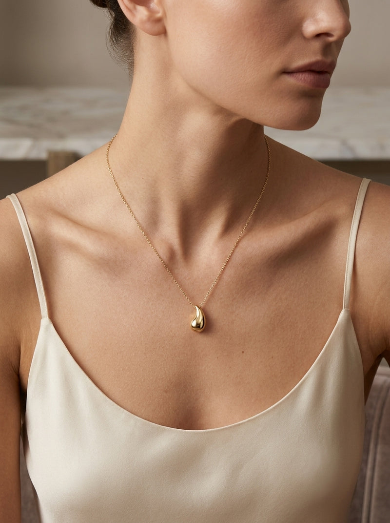 Gargantilla de oro 14k diseño gota tipo diseñador Mod 5846 - 45 cm