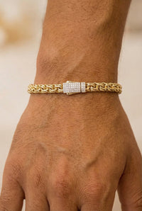Pulsera de oro 10k tejido chino Mod. 30004 - 21 cm