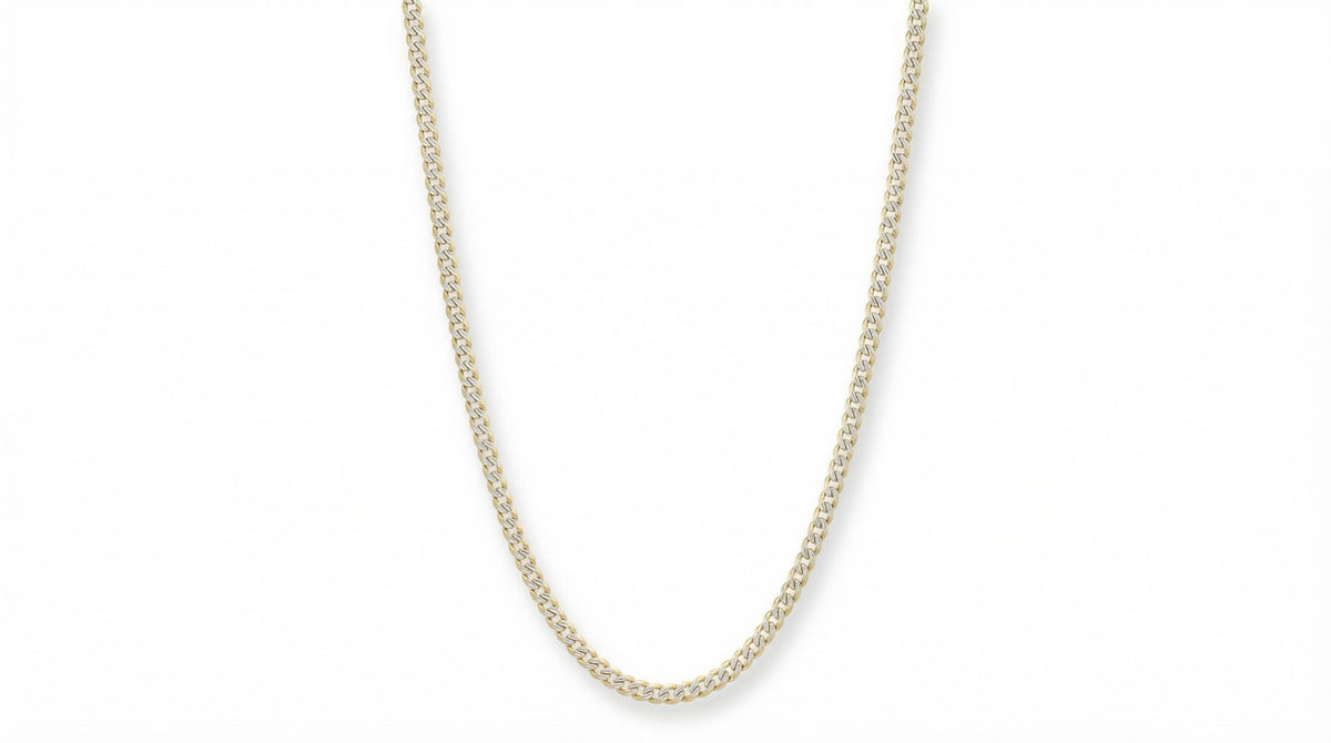 Cadena de oro 14k cubana diamantada Mod. LM5011 Caballero - 3 mm