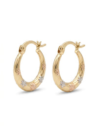 Arracadas de oro 14k diseños  de flores Mod 5554 - 1.4 cm