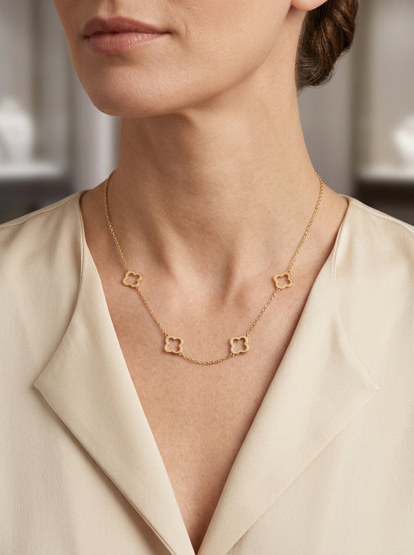 Gargantilla de oro 14k diseño silueta de trébol mod 5592 - 45 cm