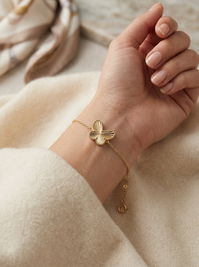 Pulsera de oro 14k diseño de mariposa 5599- 18 cm