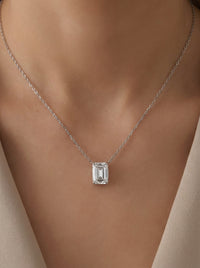Gargantilla de oro blanco 14k corte esmeralda de diamante de laboratorio Mod 5474 - 50 cm