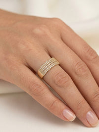 Anillo de oro 14k diseño lluvia de estrellas con circonias mod 5812