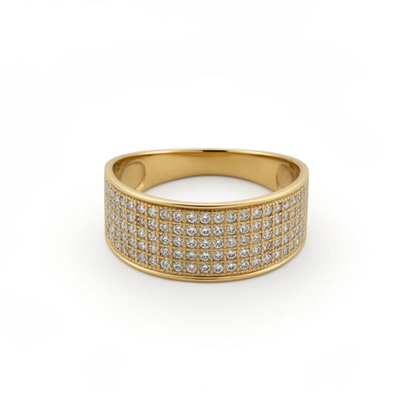 Anillo Banda Ancha Pavé de Circonias en Oro 14k