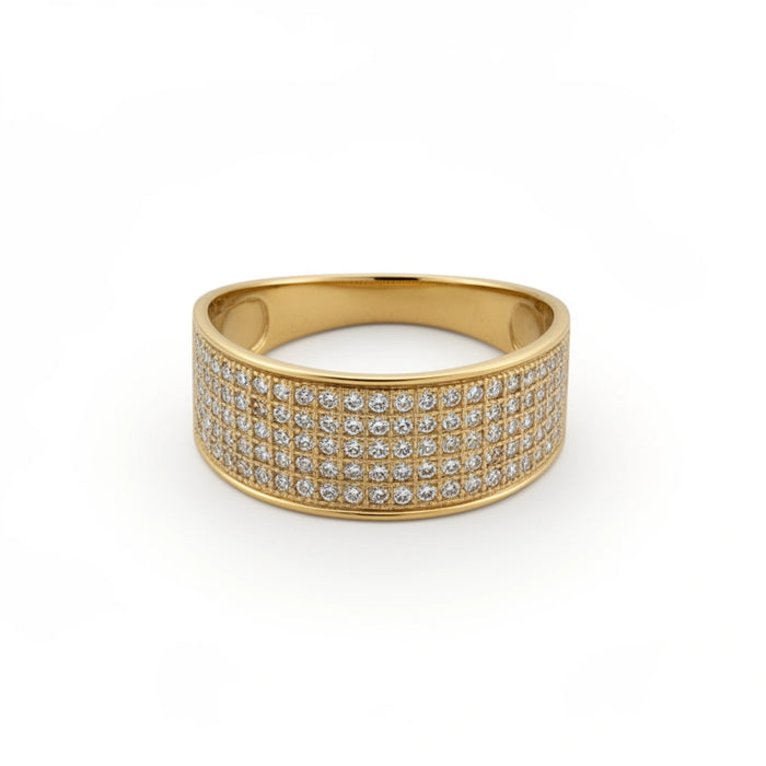 Anillo Banda Ancha Pavé de Circonias en Oro 14k