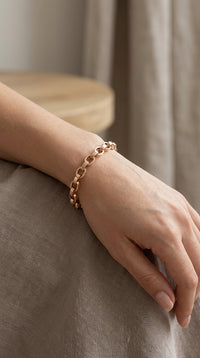 Pulsera de Eslabones Ovalados en Oro rosa 14K LM5069 - 18 cm