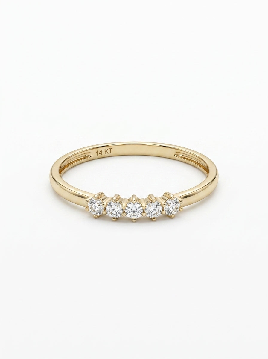Anillo de oro 14k diseño de cinco deseos con circonias Mod 5782