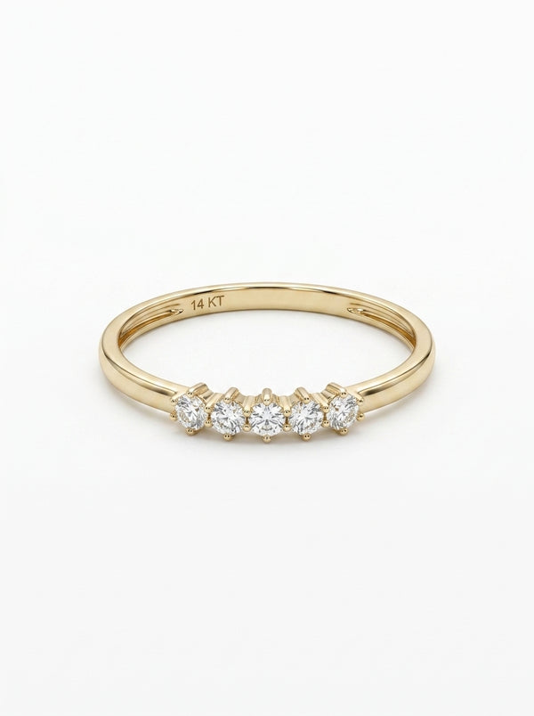 Anillo de oro 14k diseño de cinco deseos con circonias Mod 5782