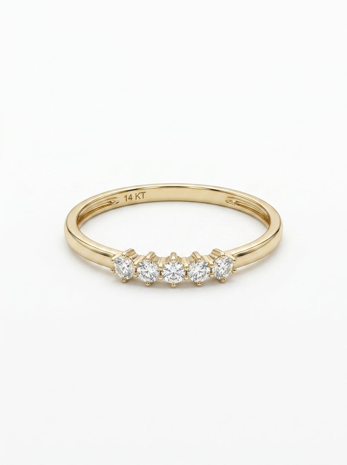 Anillo de oro 14k diseño de cinco deseos con circonias Mod 5782